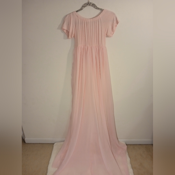 Floor Length Pink Dress With Train - Picture 7 of 13